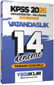 Yediiklim Yayınları 2026 KPSS Ortaöğretim Ön Lisans Genel Kültür Vatandaşlık Tamamı Çözümlü 14 Deneme
