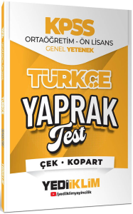 Yediiklim Yayınları 2026 KPSS Ortaöğretim Önlisans Türkçe Çek Kopart Yaprak Test