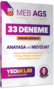 Yediiklim Yayınları 2026 MEB AGS Anayasa ve Mevzuat Tamamı Çözümlü 33 Deneme