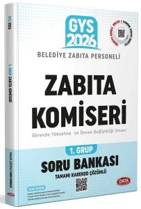 Data Yayınları 2026 Belediye Zabıta Personeli Zabıta Komiseri 1. Grup Soru Bankası (Tamamı Karekod Çözümlü)