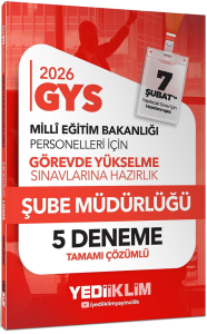 Yediiklim Yayınları 2026 MEB GYS Şube Müdürlüğü Tamamı Çözümlü 5 Deneme