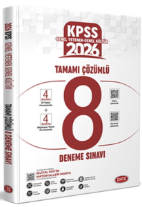 Data Yayınları 2026 KPSS Genel Yetenek Genel Kültür Tamamı Çözümlü 8 Deneme Sınavı