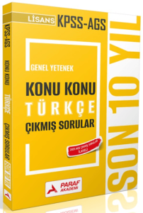 Paraf Akademi KPSS AGS Genel Yetenek Konu Konu Türkçe Çıkmış Sorular Son 10 Yıl