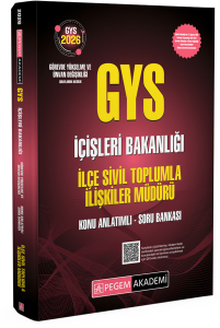 Pegem Yayınları 2026 GYS İçişleri Bakanlığı İlçe Sivil Toplumla İlişkiler Müdürü Konu Anlatımlı Soru Bankası