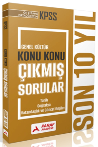 Paraf Akademi KPSS Ön Lisans Ortaöğretim Genel Kültür Konu Konu Çıkmış Sorular Son 10 Yıl