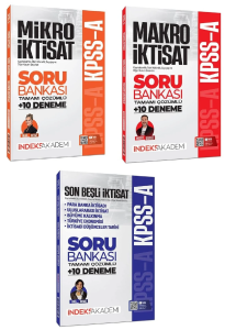 İndeks Akademi 2026 KPSS A Grubu Mikro Makro İktisat Son Beşli Soru Bankası 3'lü Set