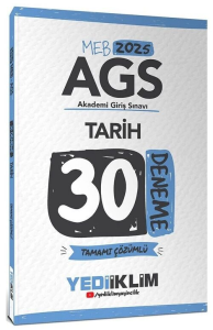 Yediiklim Yayınları 2025 MEB AGS Tarih Tamamı Çözümlü 30 Deneme