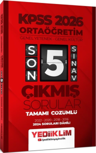 Yediiklim Yayınları 2026 KPSS Ortaöğretim Genel Yetenek Genel Kültür Tamamı Çözümlü Son 5 Sınav Çıkmış Sorular