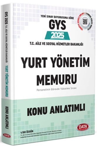 Data Yayınları 2025 T.C. Aile ve Sosyal Hizmetler Bakanlığı Yurt Yönetim Memuru GYS Konu Anlatımlı