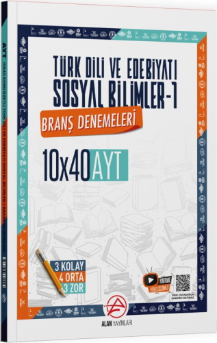 Alan Yayınları AYT Türk Dili ve Edebiyatı ve Sosyal Bilimler 1 10 x 40 Branş Denemeleri