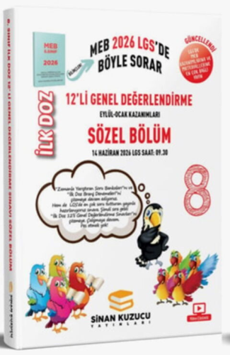 Sinan Kuzucu Yayınları 2026 8. Sınıf İlk Doz Sözel Bölüm 12'li Değerlendirme Sınavı