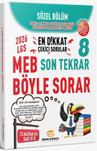 - Sinan Kuzucu Yayınları 2026 8. Sınıf Sözel Bölüm Son Tekrar Soru Ban