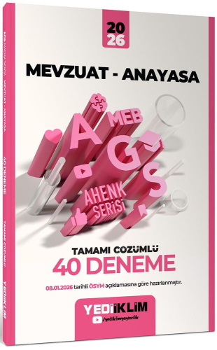 Yediiklim Yayınları 2026 MEB AGS Ahenk Mevzuat Anayasa Tamamı Çözümlü 40 Deneme