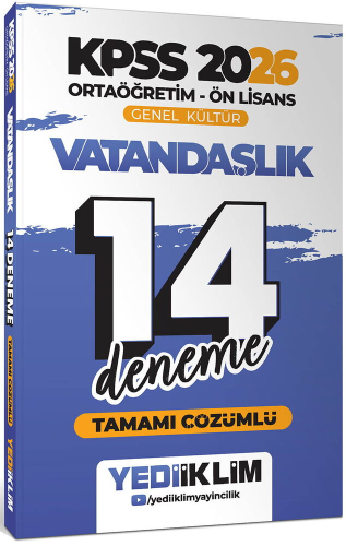 Yediiklim Yayınları 2026 KPSS Ortaöğretim Ön Lisans Genel Kültür Vatandaşlık Tamamı Çözümlü 14 Deneme