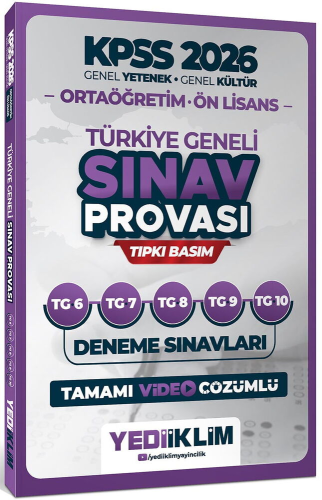 Yediiklim Yayınları 2026 KPSS Ortaöğretim Ön Lisans GY-GK Türkiye Gene