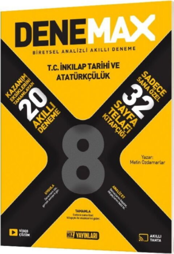 Hız Yayınları 8. Sınıf İnkilap Tarihi ve Atatürkçülük Denemax 20'li Akıllı Deneme