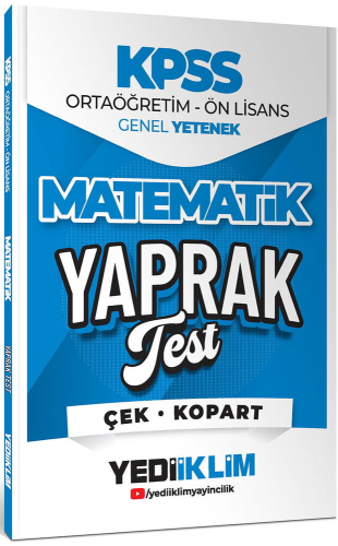 Yediiklim Yayınları 2026 KPSS Ortaöğretim Önlisans Matematik Çek Kopart  Yaprak  Test
