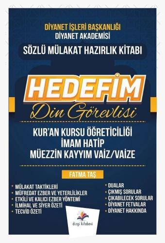 Dizgi Kitap Yayınları DİB Diyanet İşleri Başkanlığı Hedefim Din Görevlisi Sözlü Mülakat Konu Anlatımı Hazırlık Kitabı