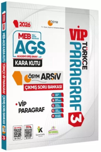 Karakutu Yayınları 2026 MEB - AGS Türkçenin Kara Kutusu Paragraf 3 VİP ÖSYM Çıkmış Soru Bankası