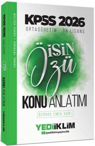 Yediiklim Yayınları 2026 Kpss Ortaöğretim-Önlisans İŞİN ÖZÜ Tek Kitap Tamamı Renkli Konu Anlatımı