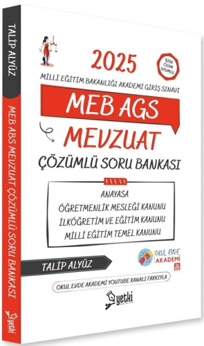 Yetki Yayınları 2025 MEB AGS Mevzuat Çözümlü Soru Bankası