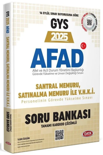 Data Yayınları 2025 AFAD Memur GYS Soru Bankası - Karekod Çözümlü