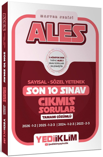 Yediiklim Yayınları 2027 ALES Master Serisi Sayısal Sözel Yetenek Tamamı Çözümlü Son 10 Sınav Çıkmış Sorular