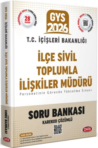 Data Yayınları 2026 T.C. İçişleri Bakanlığı İlçe Sivil Toplumla İlişkiler Müdürü Tamamı Çözümlü Soru Bankası - Karekod Çözümlü
