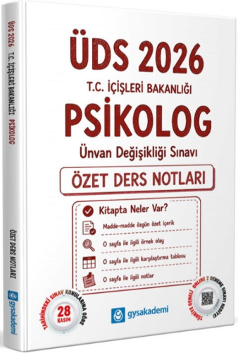 GYSAkademi 2026 ÜDS T.C. İçişleri Bakanlığı Psikolog Özet Ders Notları