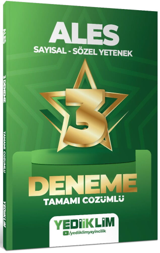 Yediiklim Yayınları 2027 ALES Sayısal Sözel Yetenek Tamamı Çözümlü 3 Y