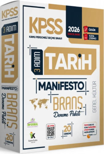 İnformal Yayınları 2026 KPSS Genel Kültür 3 Adım Tarih Manifesto Dijital Çözümlü 20li Branş Denemesi