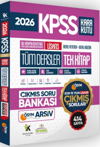 İnformal Yayınları 2026 KPSS Tüm Dersler Full Lisans ÖSYM Tek Kitap Son 15 Yıl Soru Bankası