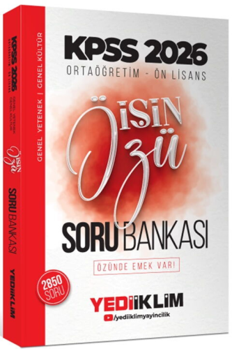 Yediiklim Yayınları 2026 Kpss Ortaöğretim-Önlisans İŞİN ÖZÜ Tek Kitap Soru Bankası(2850 soru)