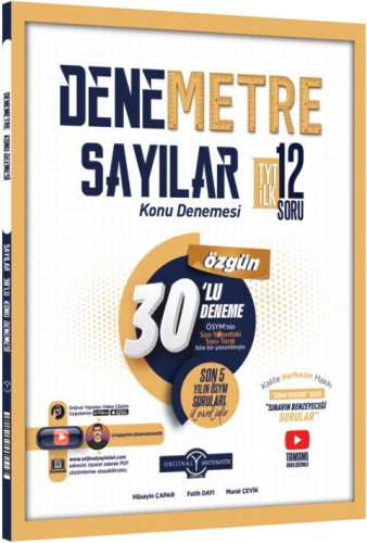 Orijinal Yayınları TYT Sayılar Denemetre 30 lu Konu Denemesi