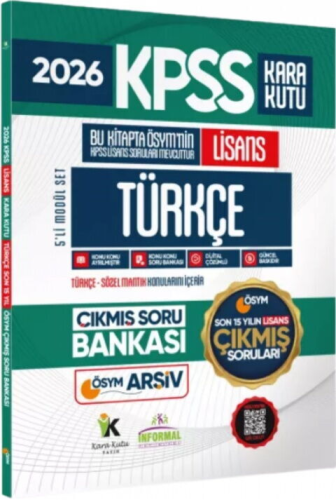 İnformal Yayınları 2026 KPSS Türkçe Full Lisans Kara Kutu ÖSYM Son 15 Yıl Çıkmış Soru Bankası