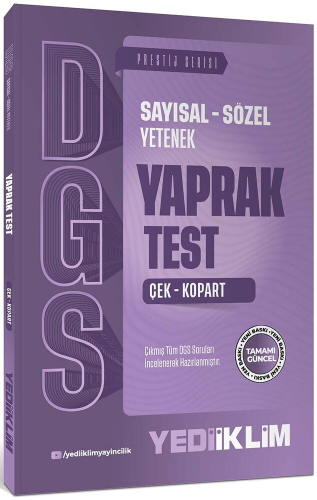 Yediiklim Yayınları 2027 DGS Sayısal Sözel Yetenek Çek Kopart Yaprak T