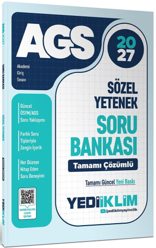 Yediiklim Yayınları 2027 MEB AGS Sözel Yetenek Tamamı Çözümlü Soru Ban