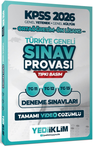 Yediiklim Yayınları 2026 KPSS Ortaöğretim Ön Lisans GY-GK Türkiye Gene