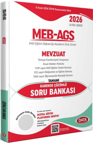 Data Yayınları 2026 MEB AGS Ultra Serisi Mevzuat Tamamı Çözümlü Soru Bankası