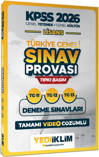 Yediiklim Yayınları 2026 KPSS Lisans GY-GK Türkiye Geneli Sınav Provası Tıpkı Basım 11-12-13 Deneme Sınavları Tamamı Video Çözümlü