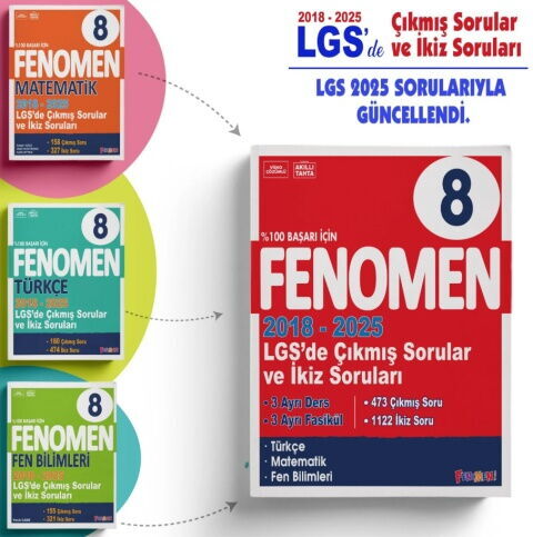 Fenomen Okul Yayınları 8. Sınıf LGS Çıkmış Sorular ve İkiz Soruları Seti 2018 2025
