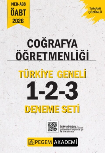 Pegem Yayınları 2026 MEB AGS ÖABT Coğrafya Öğretmenliği Tamamı Çözümlü Türkiye Geneli 1-2-3 Deneme Seti