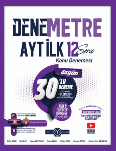 TYT - AYT Deneme Sınavları,AYT Deneme Sınavları, - Orijinal Yayınları 