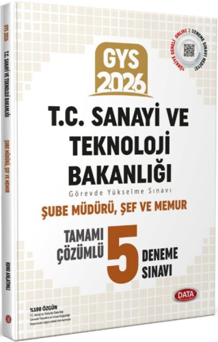 Data Yayınları 2026 T.C. Sanayi ve Teknoloji Bakanlığı GYS Şube Müdürü - Şef Tamamı Çözümlü 5 Deneme Sınavı