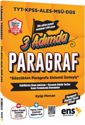 ENS Yayıncılık TYT KPSS ALES MSÜ DGS Paragraf 3 Adımda Konu Özetli Sor