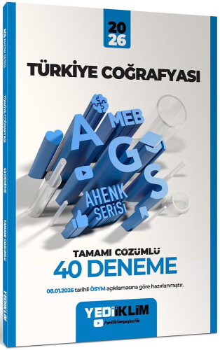 Yediiklim Yayınları 2026 MEB AGS Ahenk Serisi Türkiye Coğrafyası Tamamı Çözümlü 40 Deneme