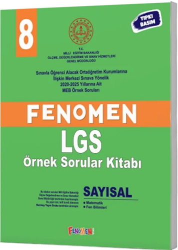 - Fenomen Okul Yayınları 8. Sınıf MEB Sayısal Fenomen Örnek Sorular - 