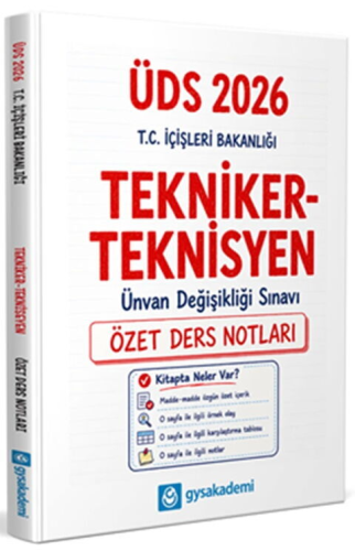 - GYS Akademi 2026 T.C. İçişleri Bakanlığı Tekniker - Teknisyen ÜDS Öz