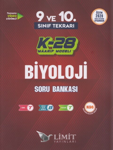Limit Yayınları TYT 9. ve 10. Sınıf Tekrarı Biyoloji K-28 Maarif Model