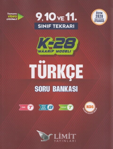 Limit Yayınları TYT 9. ve 10. Sınıf Tekrarı Türkçe K-28 Maarif Model S
